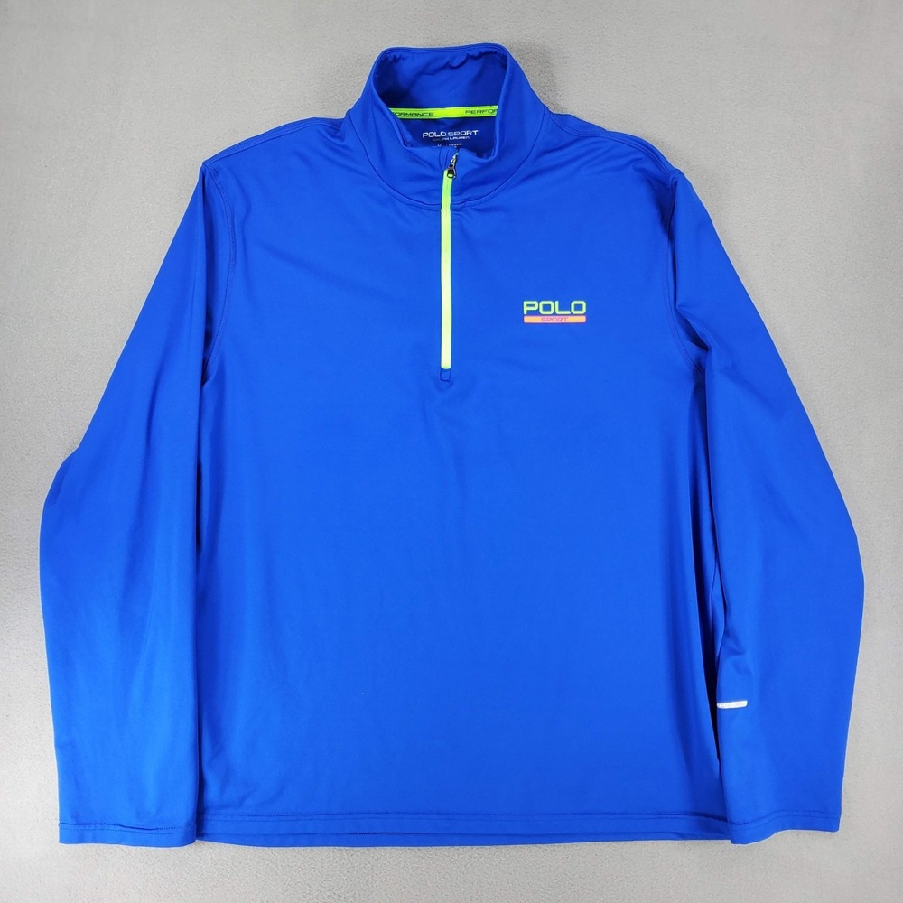 Polo Sport Ralph Lauren Performance‎ Pullover Mens XL Blue 1/4 Zip Golf Stretch
